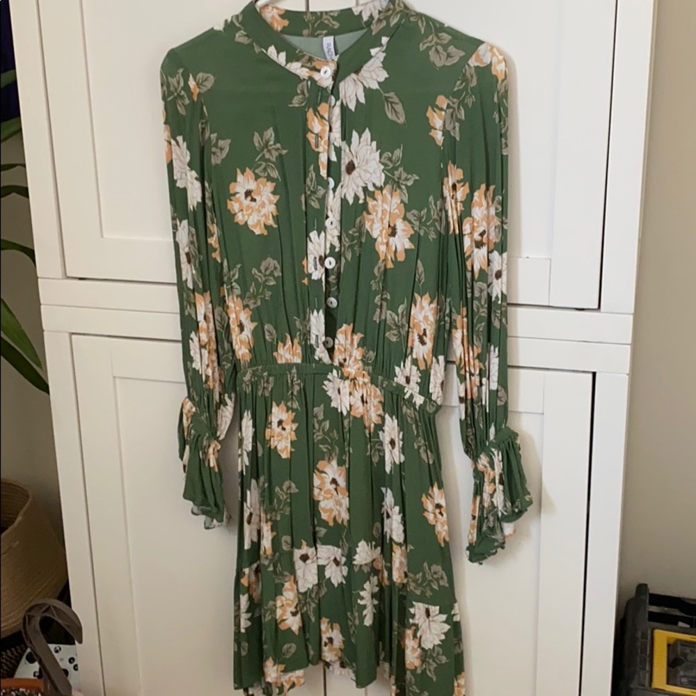 Rachel Pally Amaya Floral Green Mini Dress